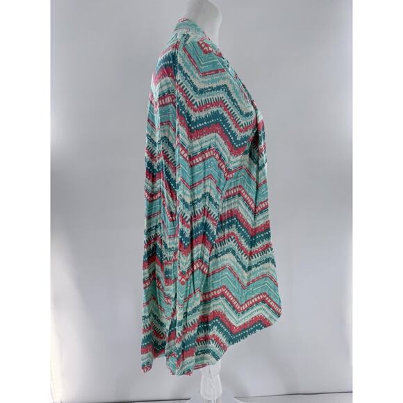 Shiela Rose Cardigan Sweater Sz L Chevron Colorful Artsy Fun Shawl Throw NWT - Picture 6 of 14